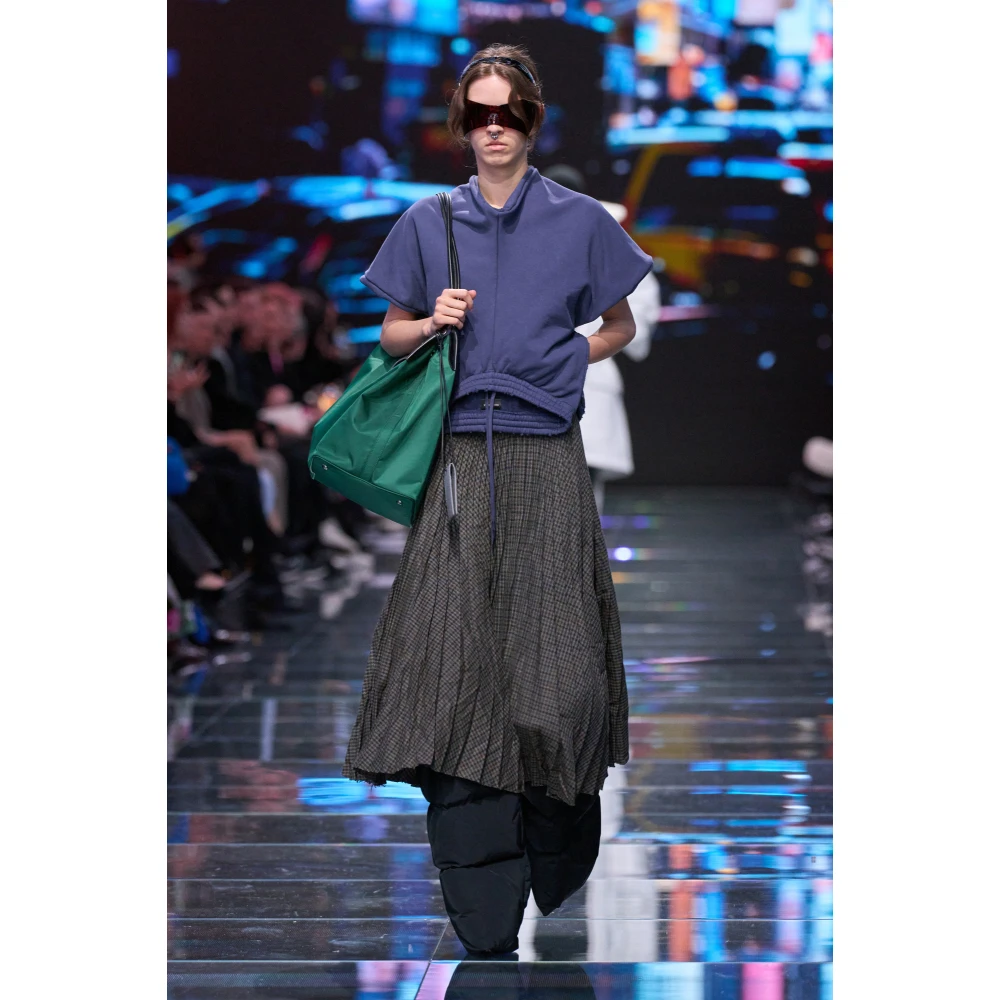 Balenciaga Geplooide rok met ruitpatroon Gray Dames