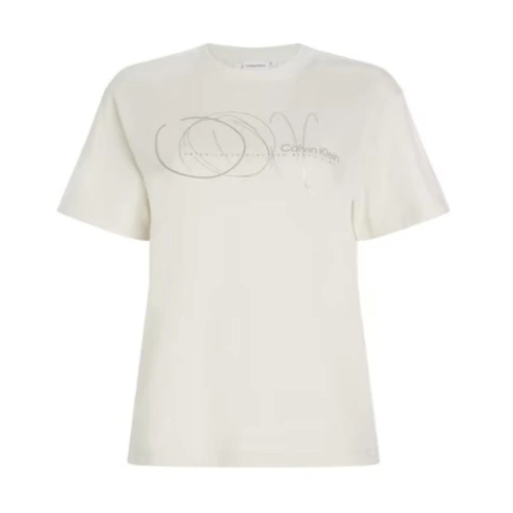 Calvin Klein Cirkel Print Regular T-Shirt Beige Dames