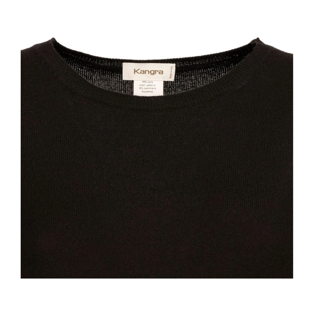Kangra Zwarte Wol Kasjmier Crew Neck Sweater Black Dames