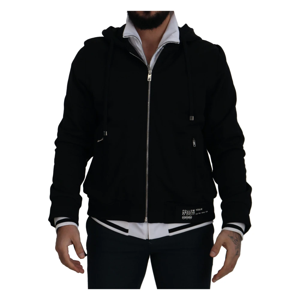 Dolce & Gabbana Men's Black Stunning Polyester Hooded Jacket