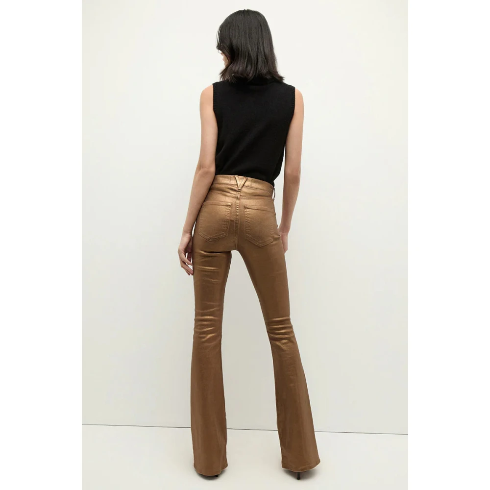 Veronica Beard Gouden Metallic Skinny Flare Jeans Yellow Dames