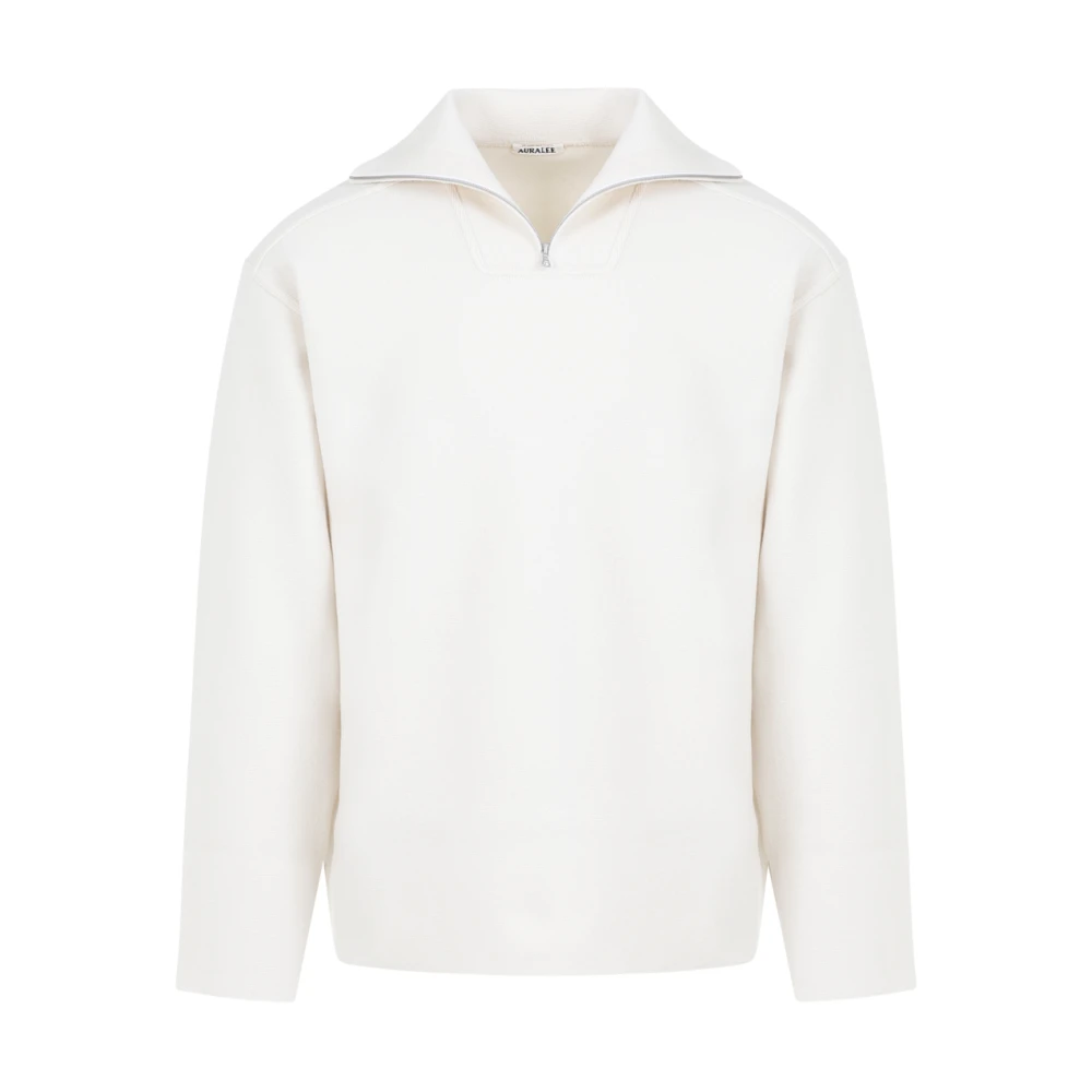 Auralee Zware Milano Ivoor Witte Pullover Beige Heren