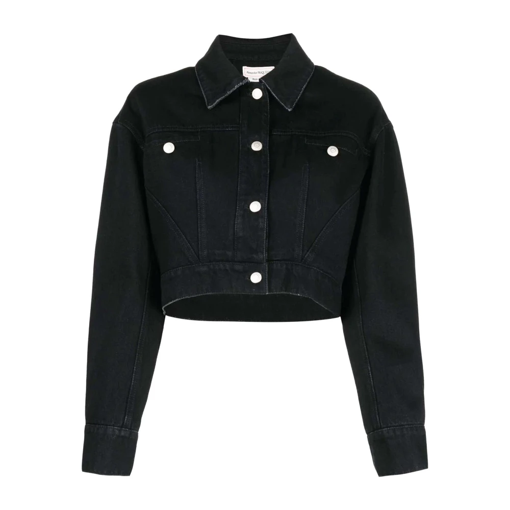 Alexander mcqueen Denim Cropped Jack Made in Italy Black Dames