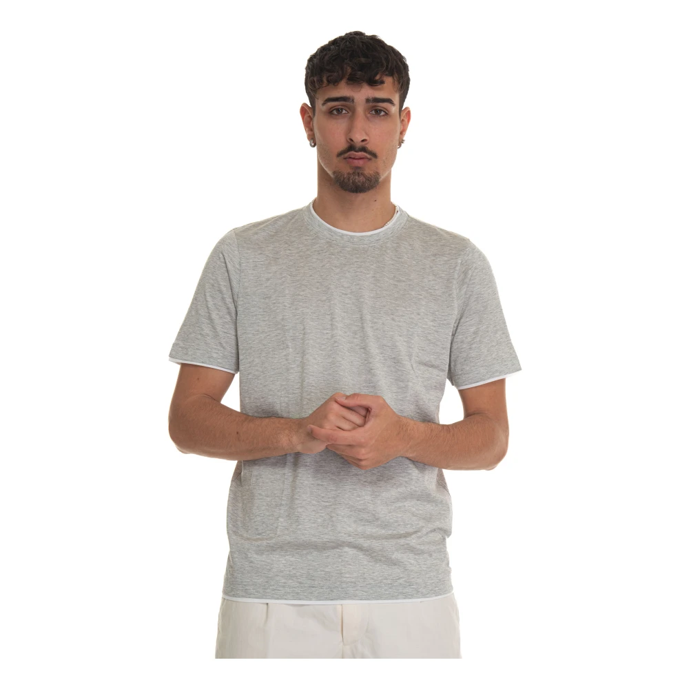 Gran Sasso Zijde Katoen Contrast T-shirt Gray Heren