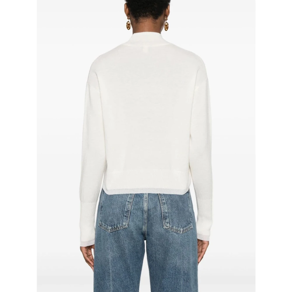 pinko Witte Wol-Kasjmier Trui met Mock Hals White Dames