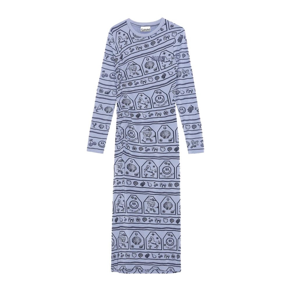 Ganni Women's Multicolor Midi Dresses, Xs, Graphic-Print Midi Dress