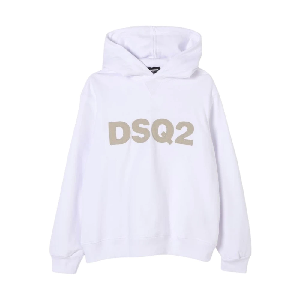 Dsquared2 Unisex Kids White Sweatshirts,, Logo Hoodie For Kids In Size 12 Y