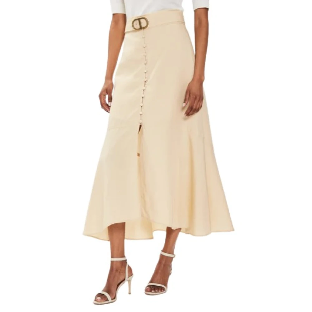 Twinset Lange Linnen Rok Beige Dames