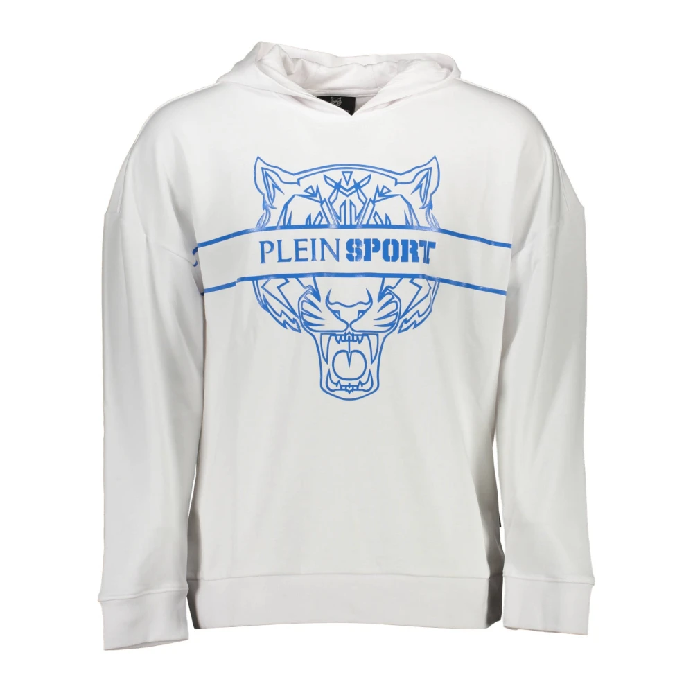 Plein Sport Men's White Hooded Sweatshirt Long Sleeve - Long Sleeve Training Tops - L - Sport
