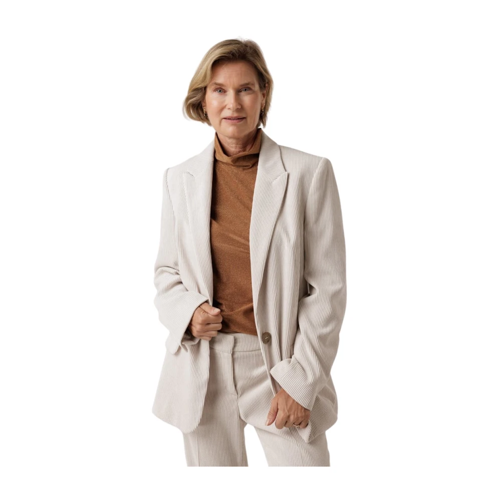 LUISA CERANO Corduroy Blazer met Revers Kraag Beige Dames