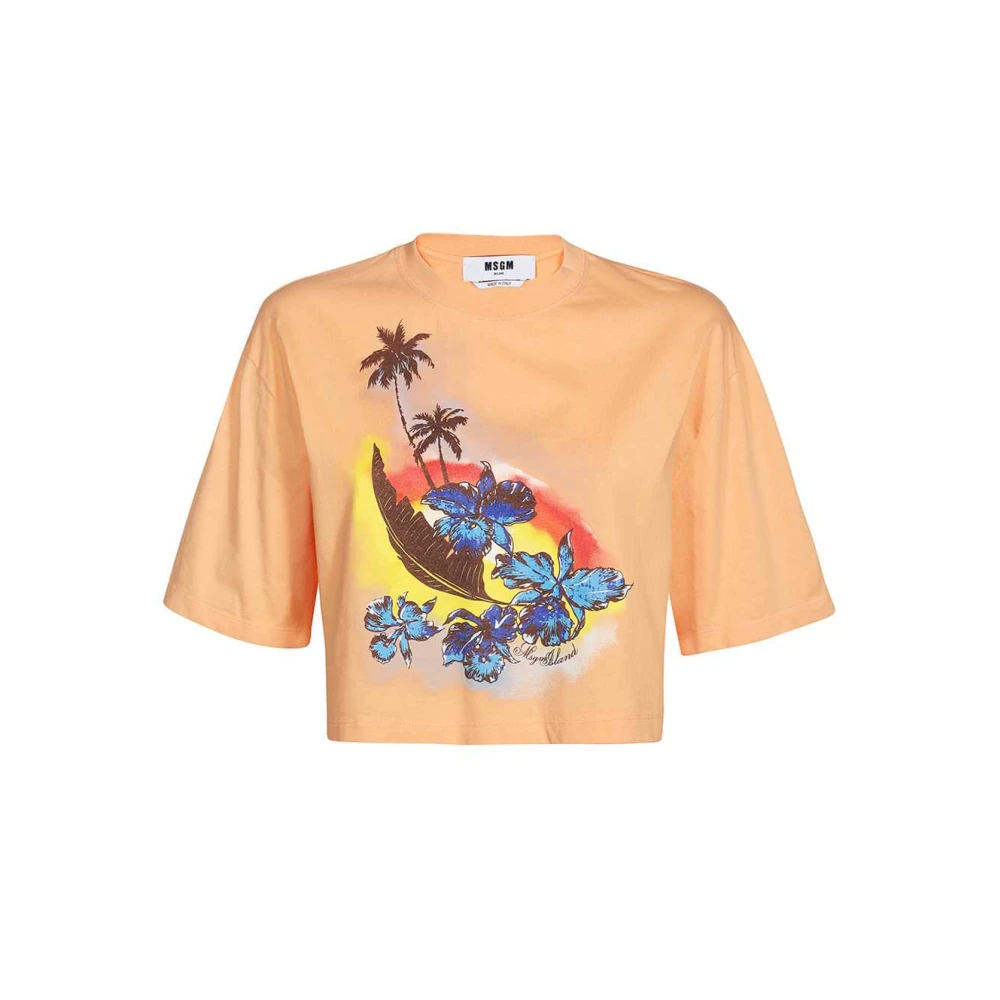 Msgm - Tops > T-Shirts - Orange - Msgm - Modalova