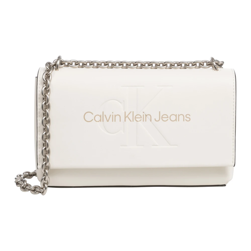 Calvin Klein Jeans Verstelbare Schouder Tas met Sluiting White Dames