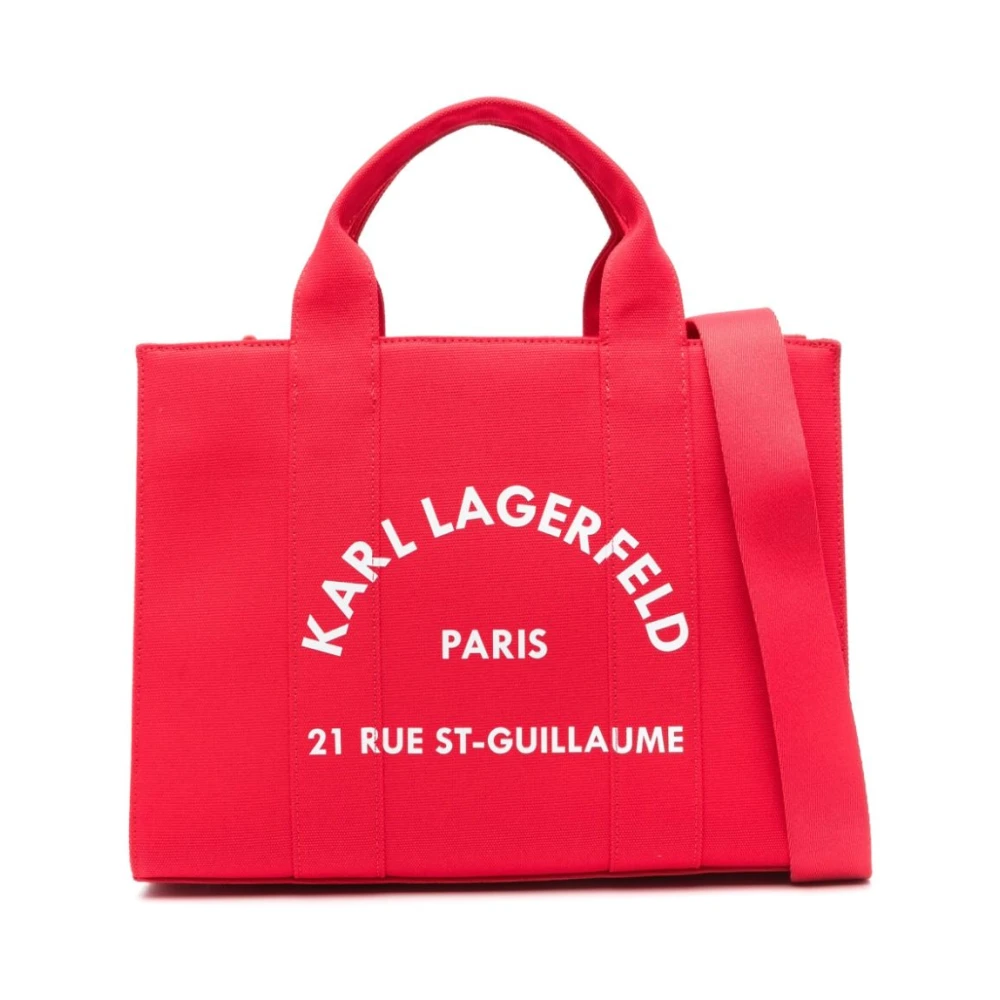 Karl Lagerfeld Tote M Rood Canvas Cirkelvormig Logo Red Dames
