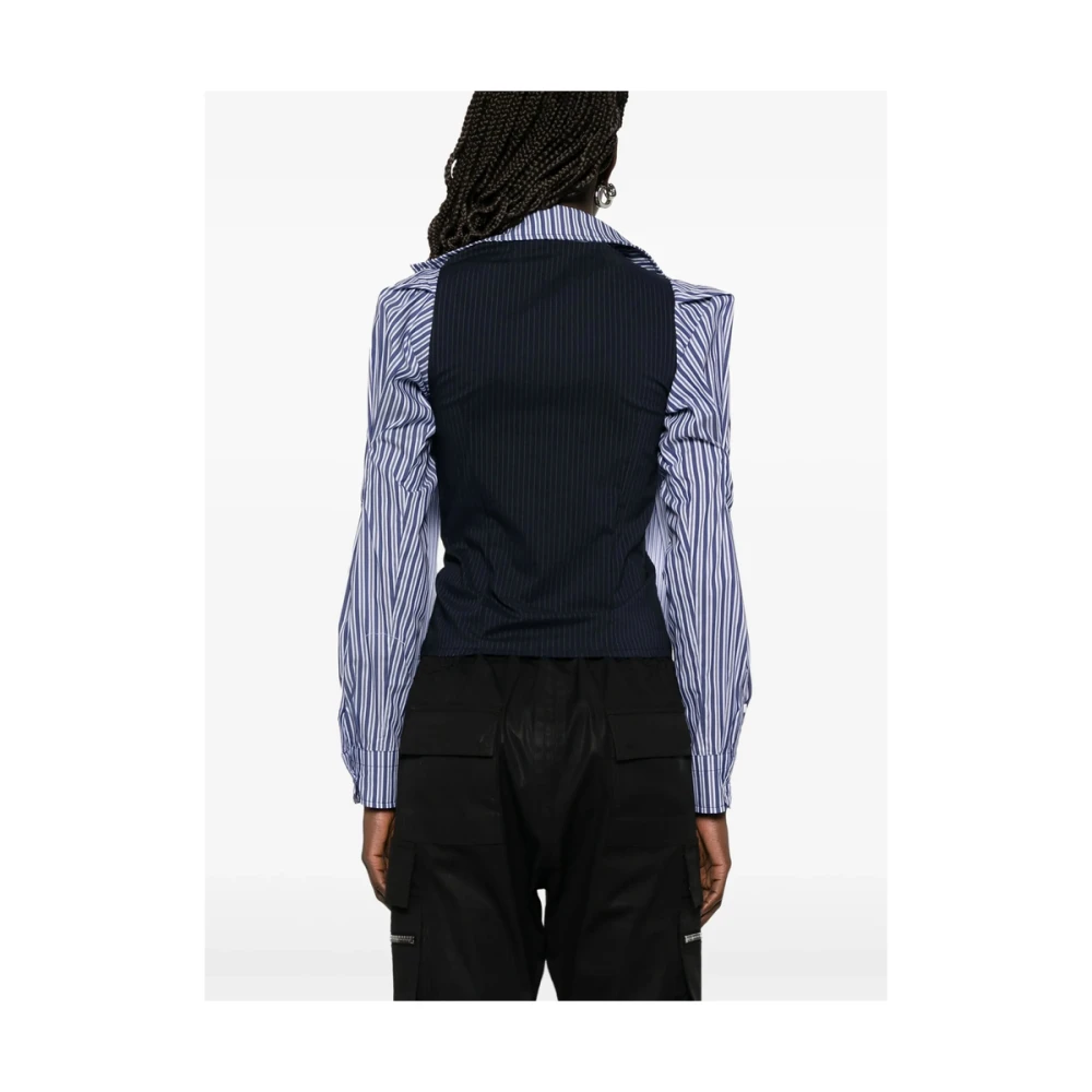 Ottolinger Navy Blue Deconstructed Overhemd met Sjaal Detail Blue Dames