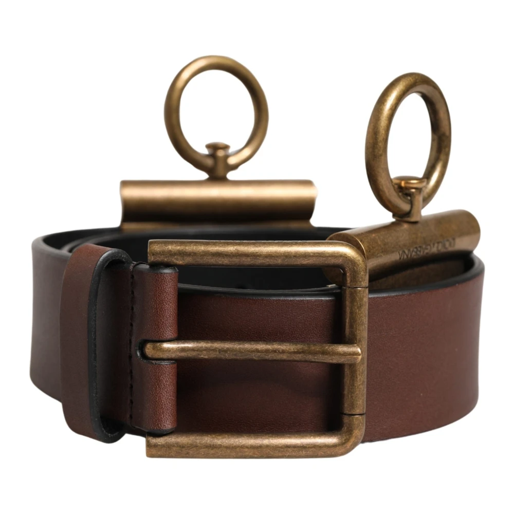 Dolce & Gabbana Men's Brown Classic Leather Metal Buckle Belt