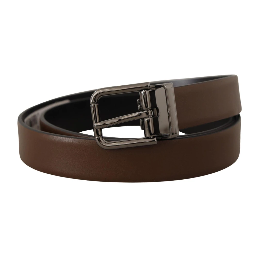 Dolce & Gabbana Omkeerbare Bruin Leren Riem Brown Heren