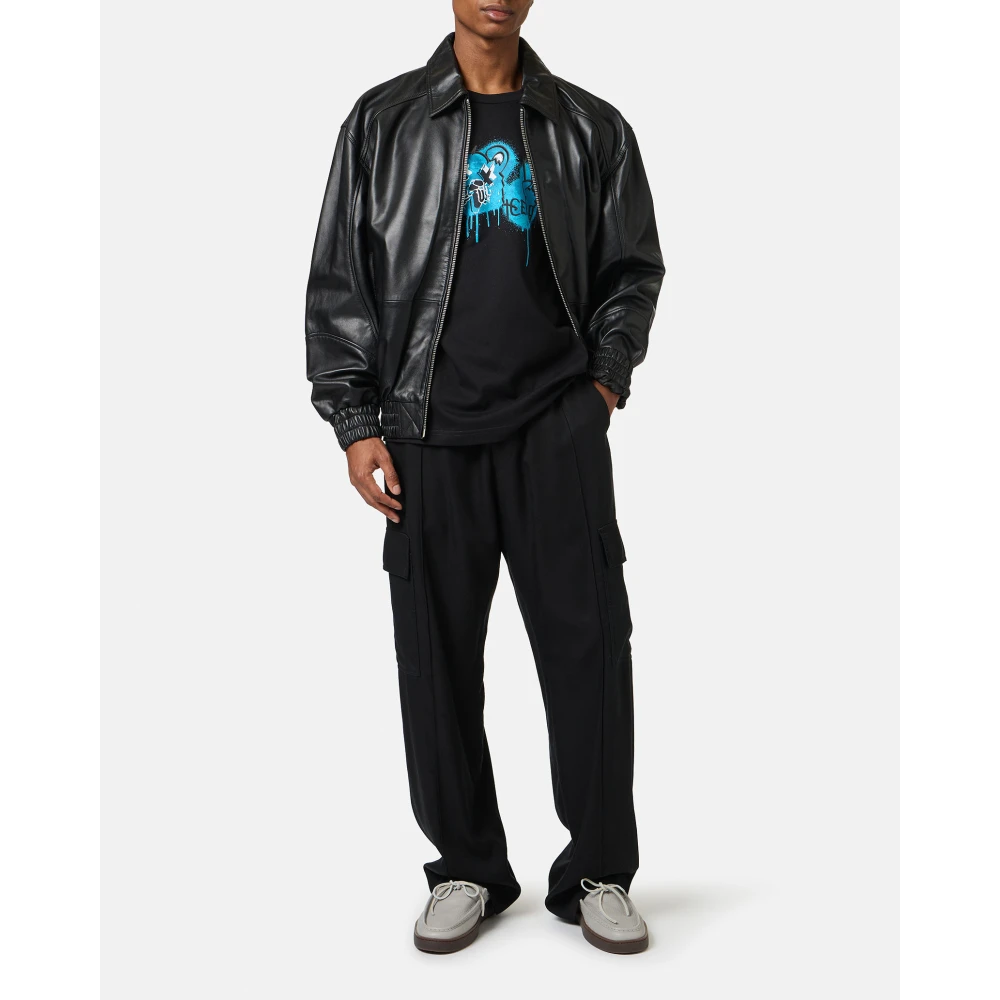 Iceberg Klassiek zwart regular fit wit katoenen jersey t-shirt Black Heren