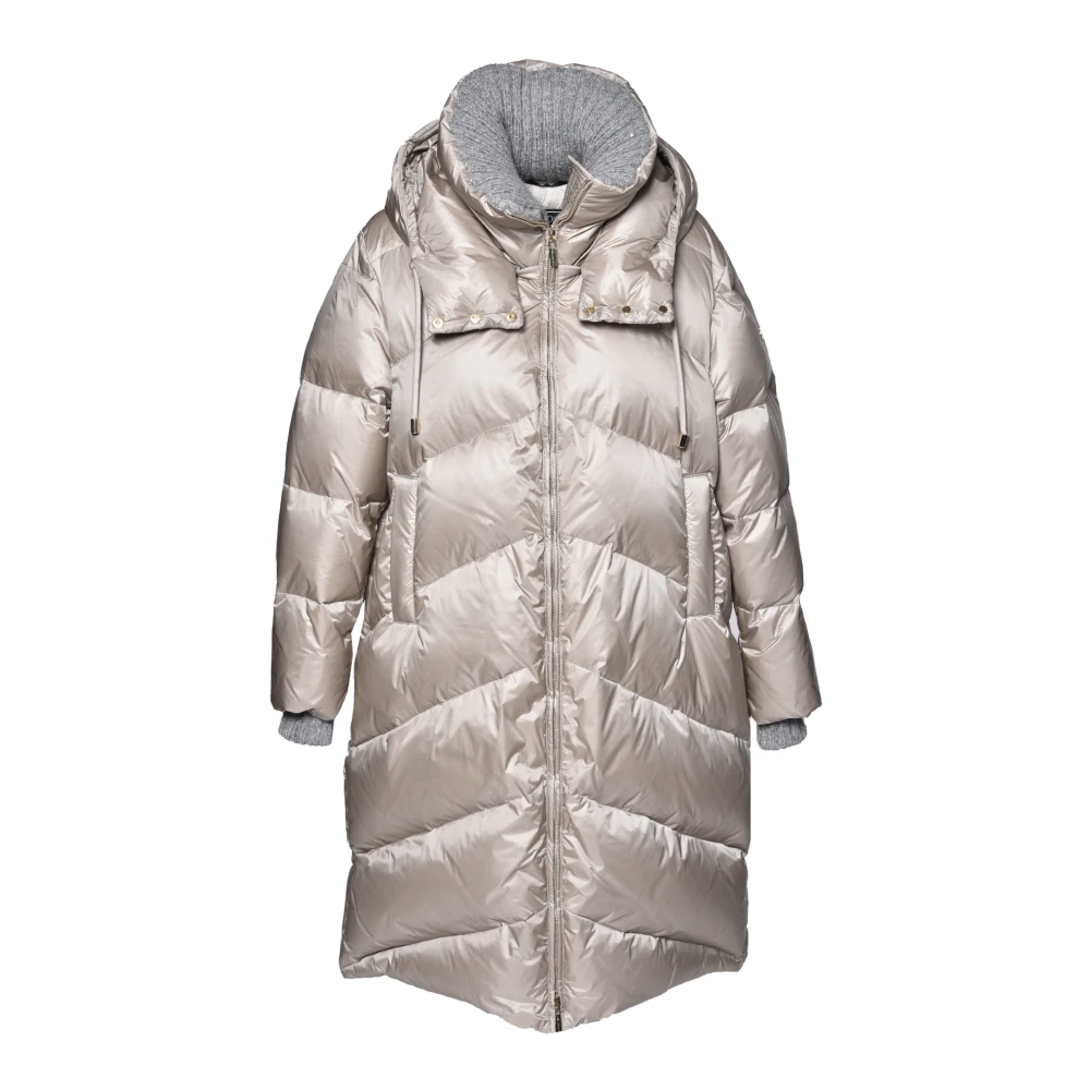 Baldinini Long down jacket in light grey nylon Gray, Dam