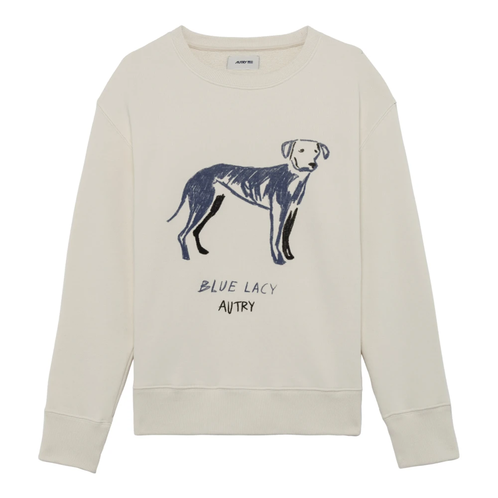 Autry Blauw Lacy Katoenen Crewneck Sweatshirt Beige Heren
