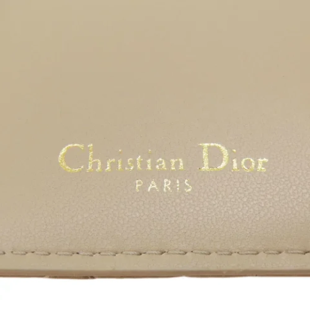 Dior Vintage Pre-owned Leather wallets Beige Dames
