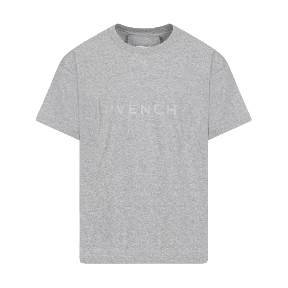 Givenchy Grijze Melange Katoenen T-Shirt Korte Mouw Gray Heren