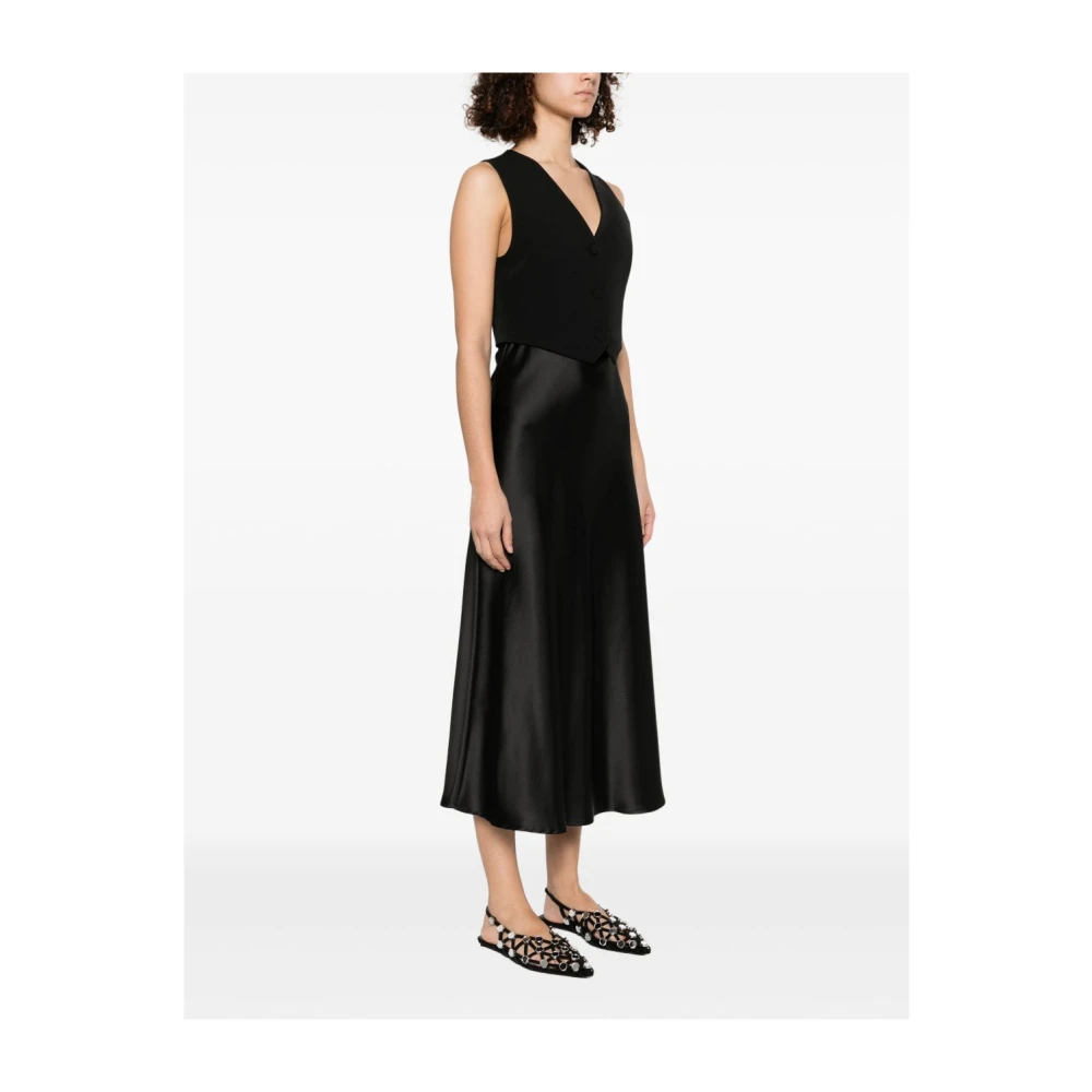 Liu Jo Zwarte Lange Jurk met Ingebouwd Vest Black Dames