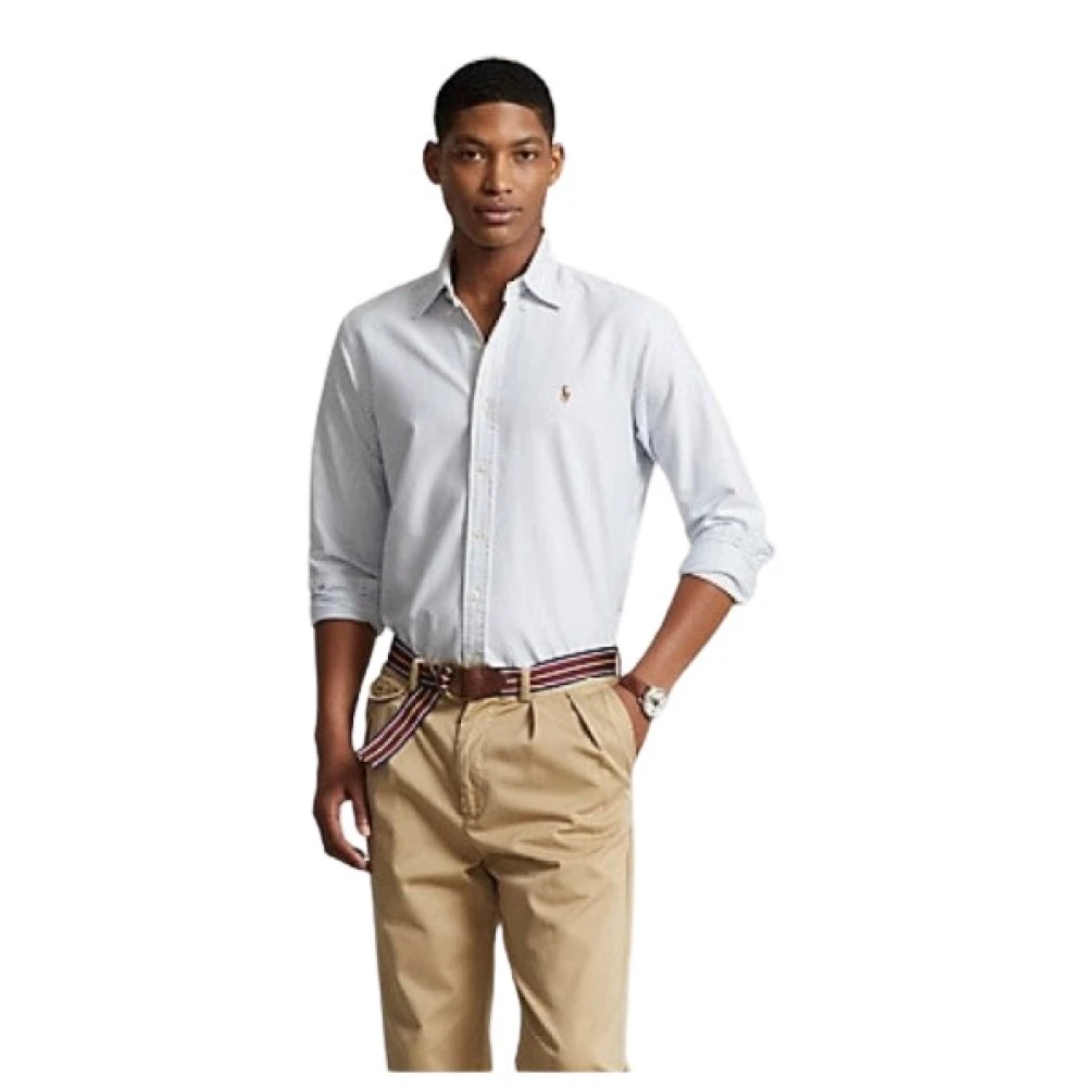 Polo Ralph Lauren Uomo Blu Camicia Oxford A Righe
