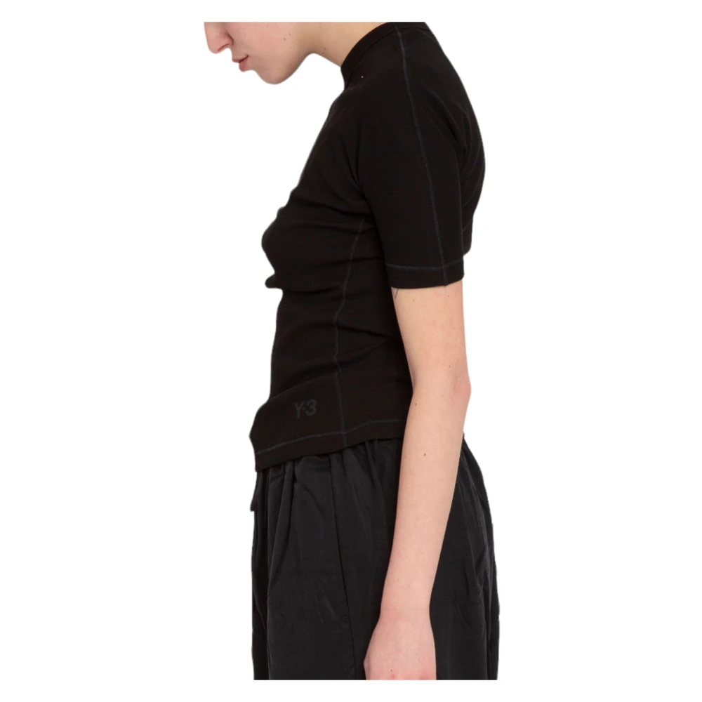 Y-3 Zwarte aansluitende korte mouw tee Black Dames