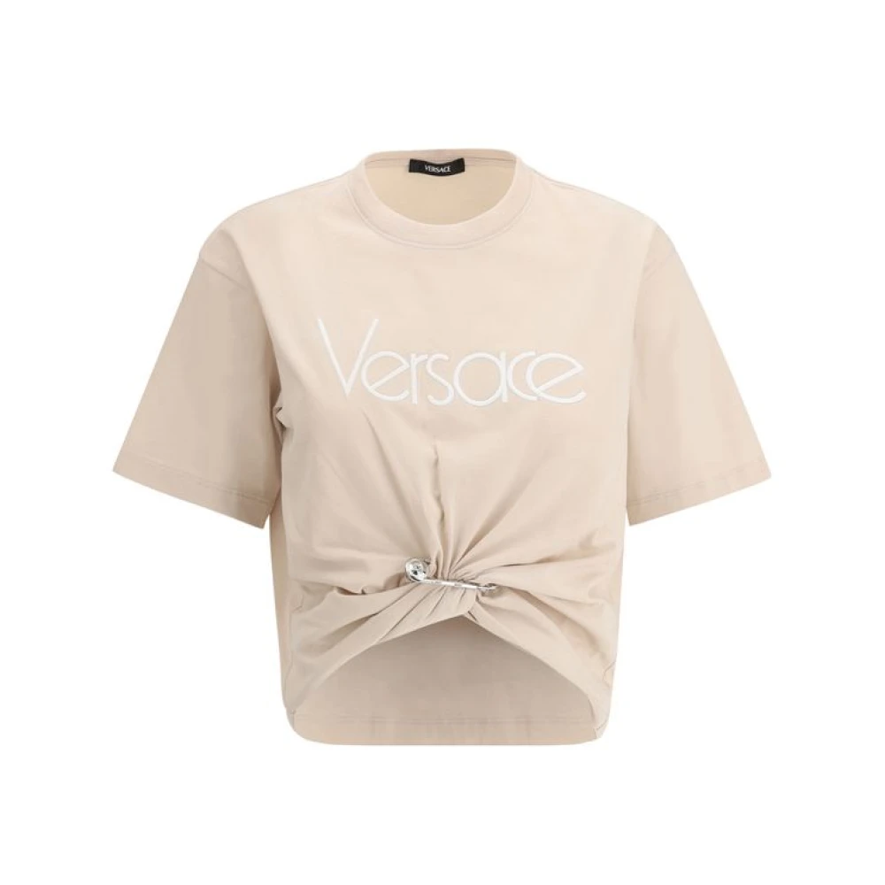 Versace Iconisch Monogram T-shirt met Medusa-logo Pink Dames
