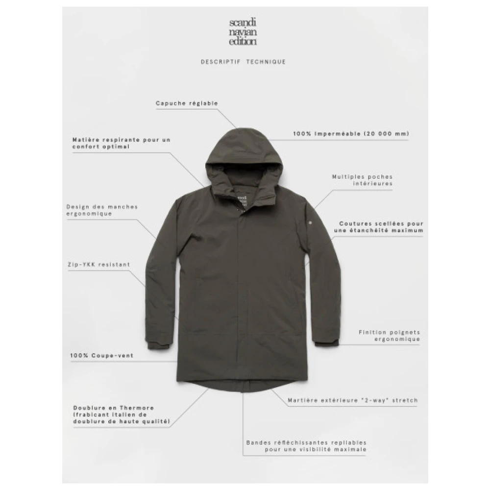 Scandinavian Edition Minimalistische Lange Parka met Capuchon Green Dames