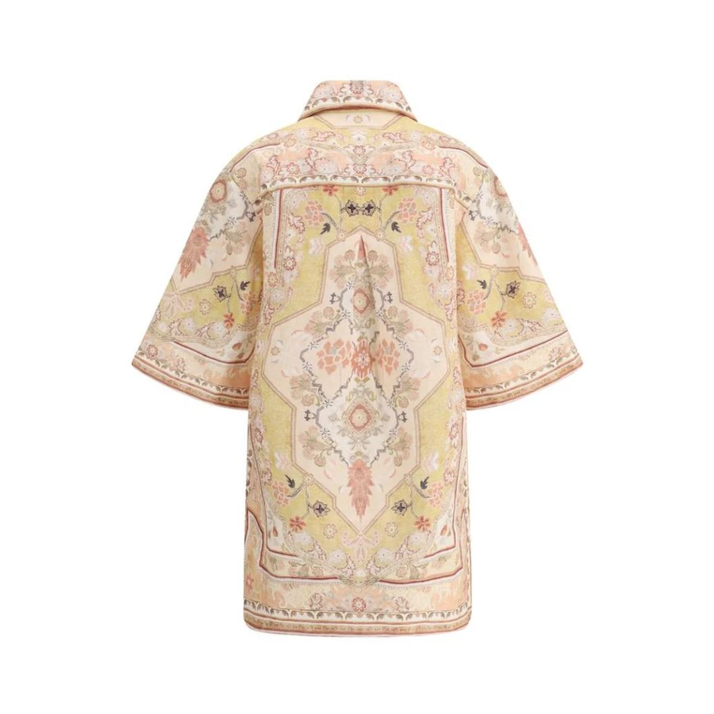 Zimmermann Gedrukte Katoenen Tuniek Jurk Korte Mouwen Multicolor Dames