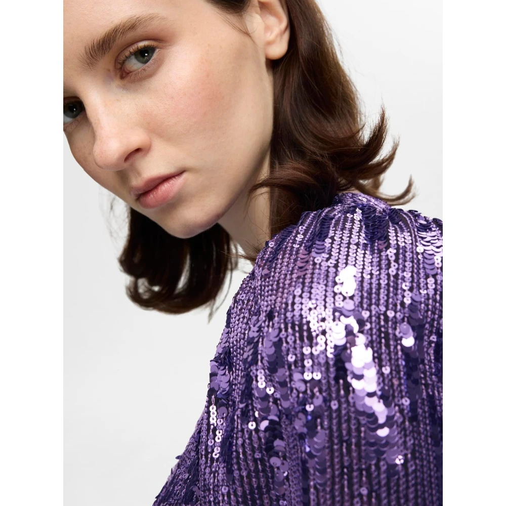 Selected Femme Ari-Colyn LS Short Sequins Dress Purple Dames