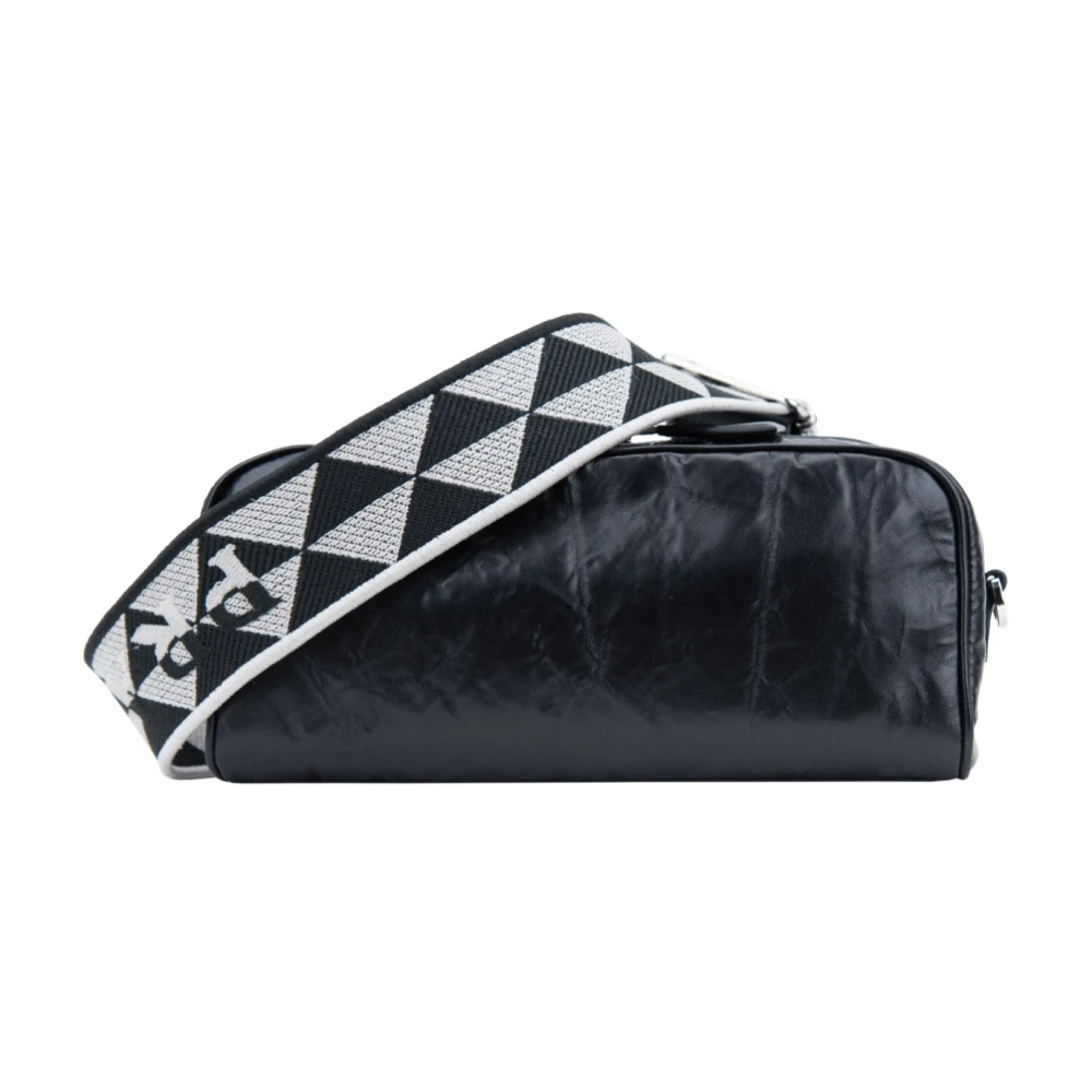 Prada Leren Schoudertas met Rits Black Dames