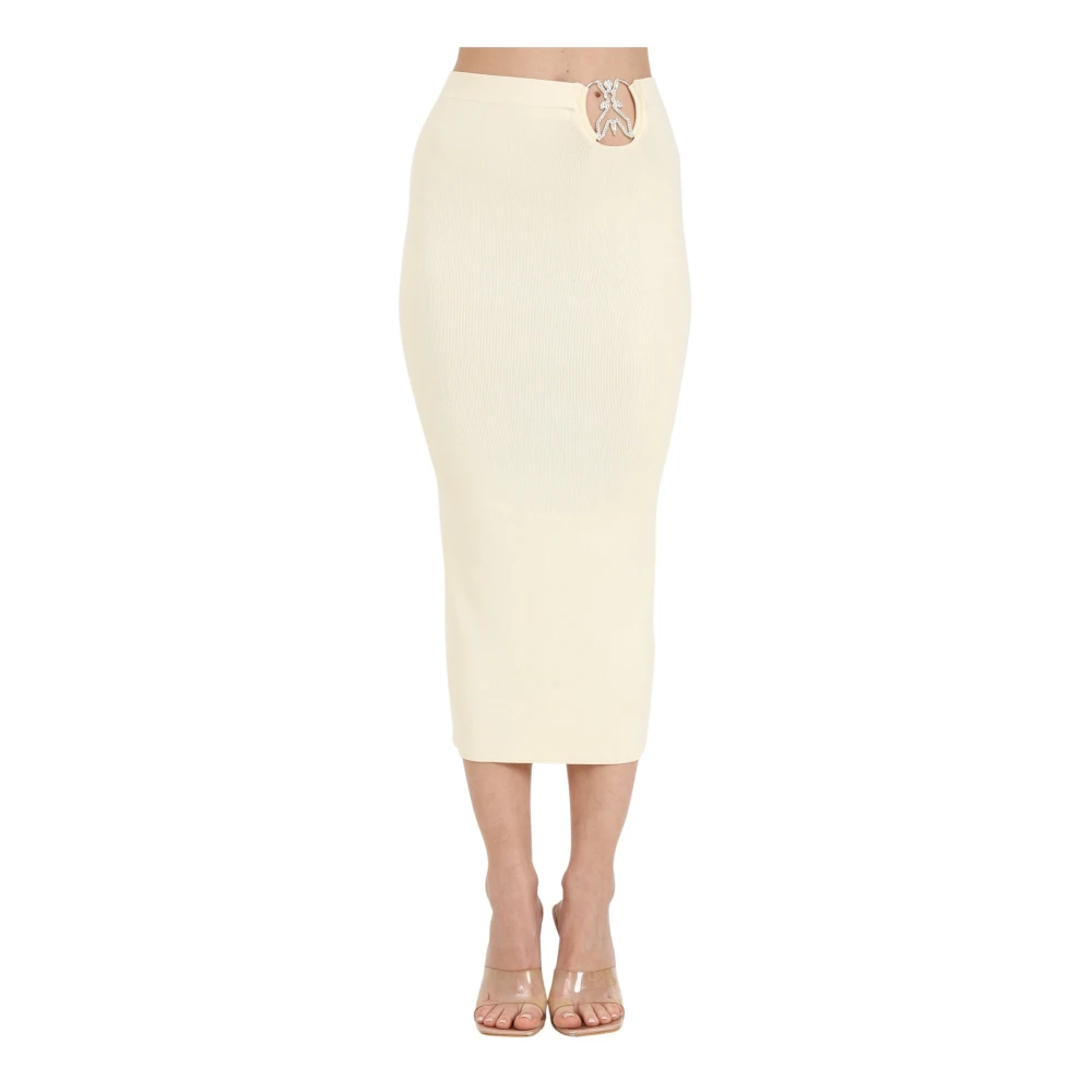 PATRIZIA PEPE Crème Midi Potloodrok met Insect Gesp Beige Dames