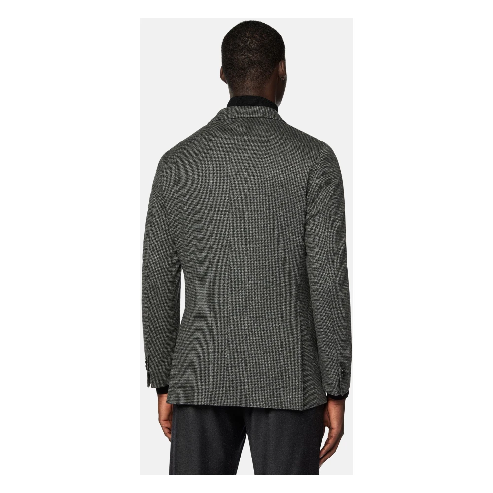 Boggi Milano Pied De Poule Jersey Blazer Stijl Cernobbio Gray Heren