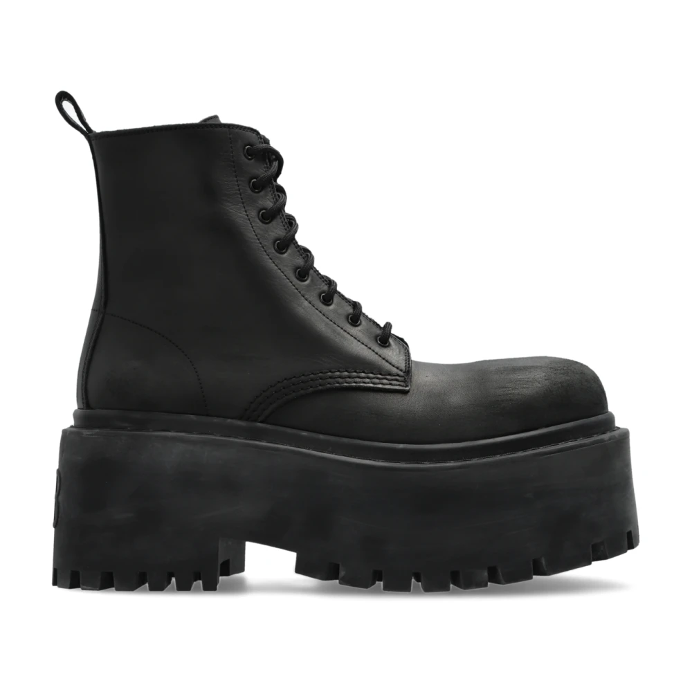 Balenciaga Strike Platform Snörstövlar Black, Dam