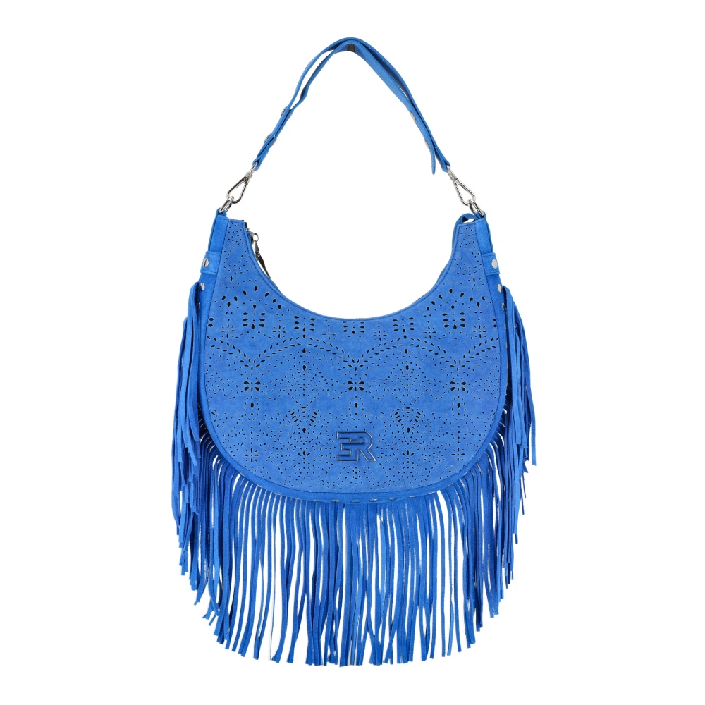 Ermanno Scervino Women's Blue Canvas Hobo Bag In Terra Color