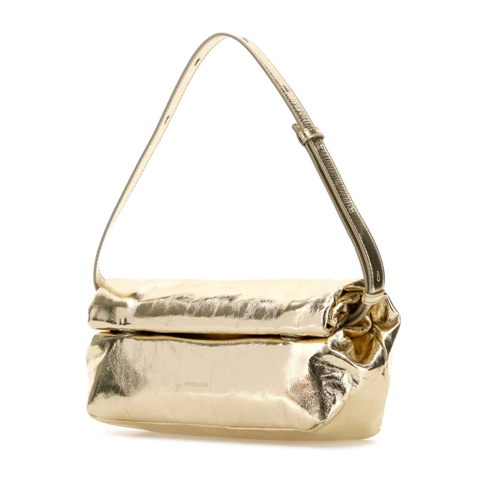 Jil Sander Gouden Leren Rollup Schoudertas Yellow Dames