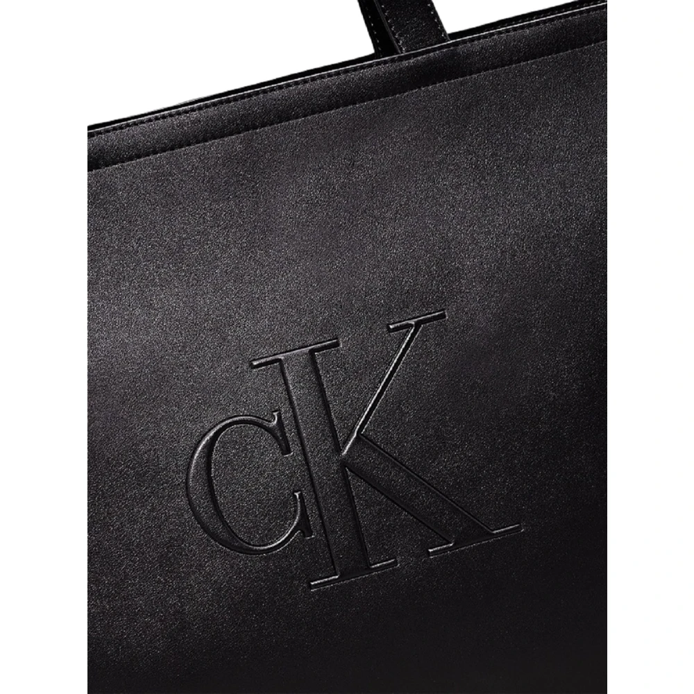 Calvin Klein Zwarte Eco Leren Tote Tas Black Dames