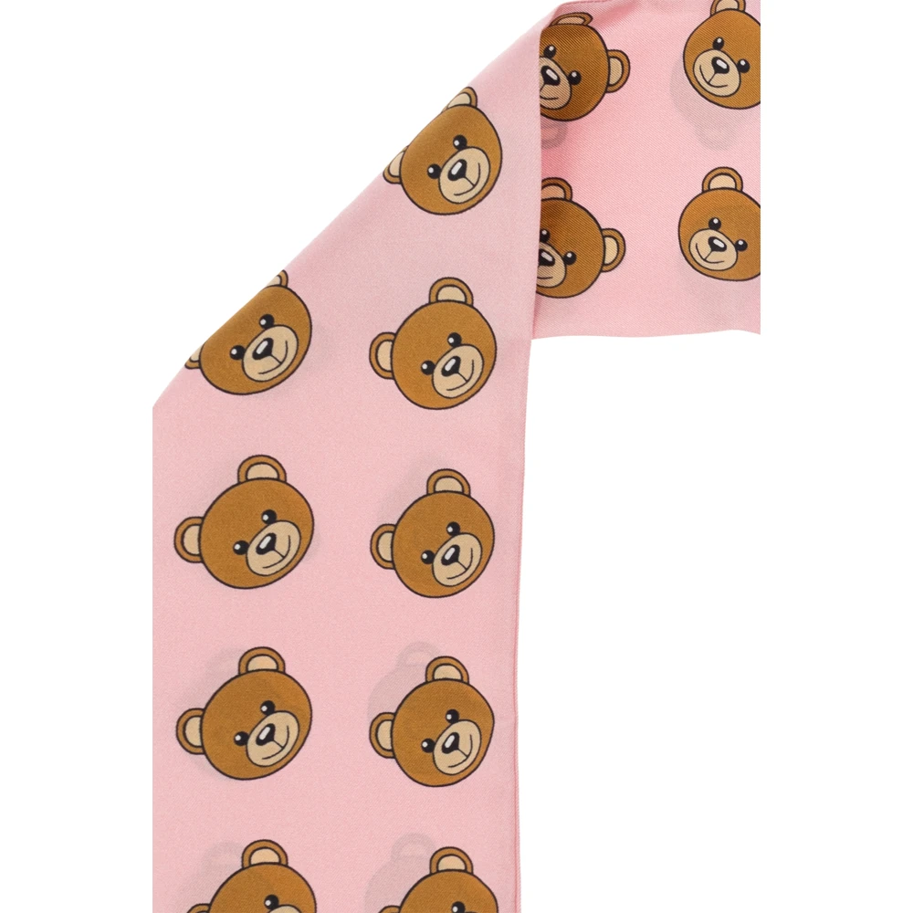 Moschino Zijden sjaal met logo Pink Unisex