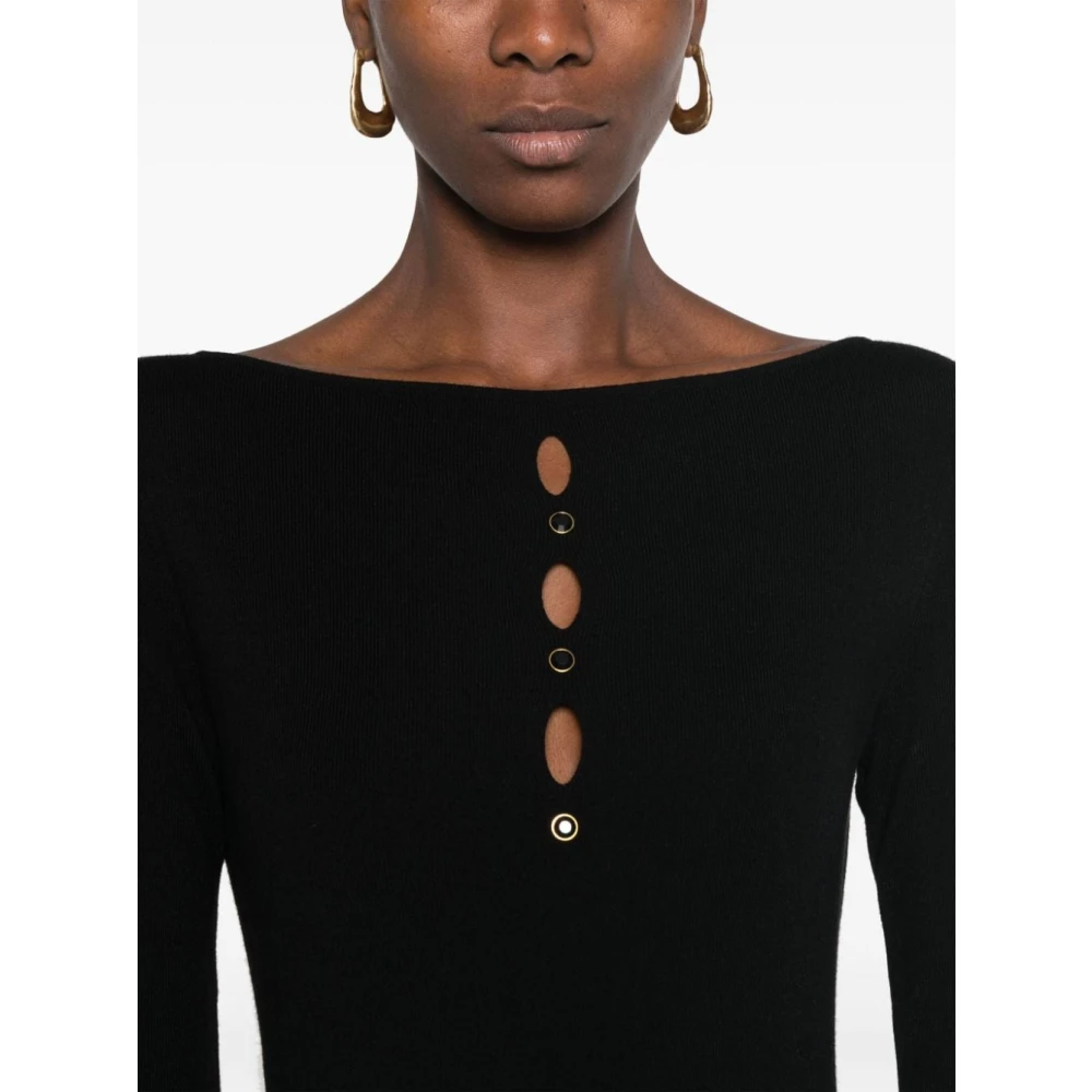 Twinset Zwart Geribbelde Gebreide Midi Jurk Black Dames