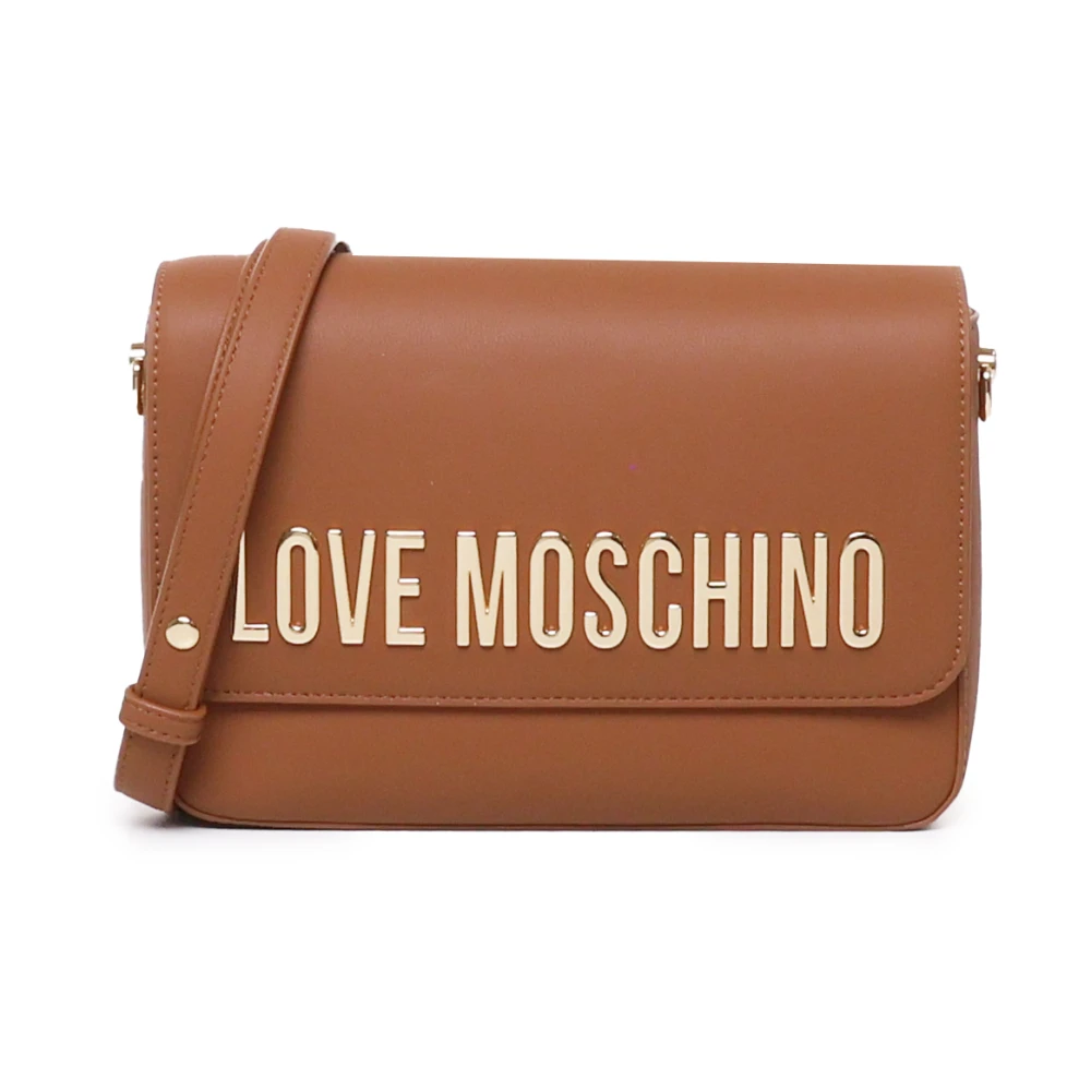 Love Moschino Bruine Schoudertas met Metalen Logo Brown Dames
