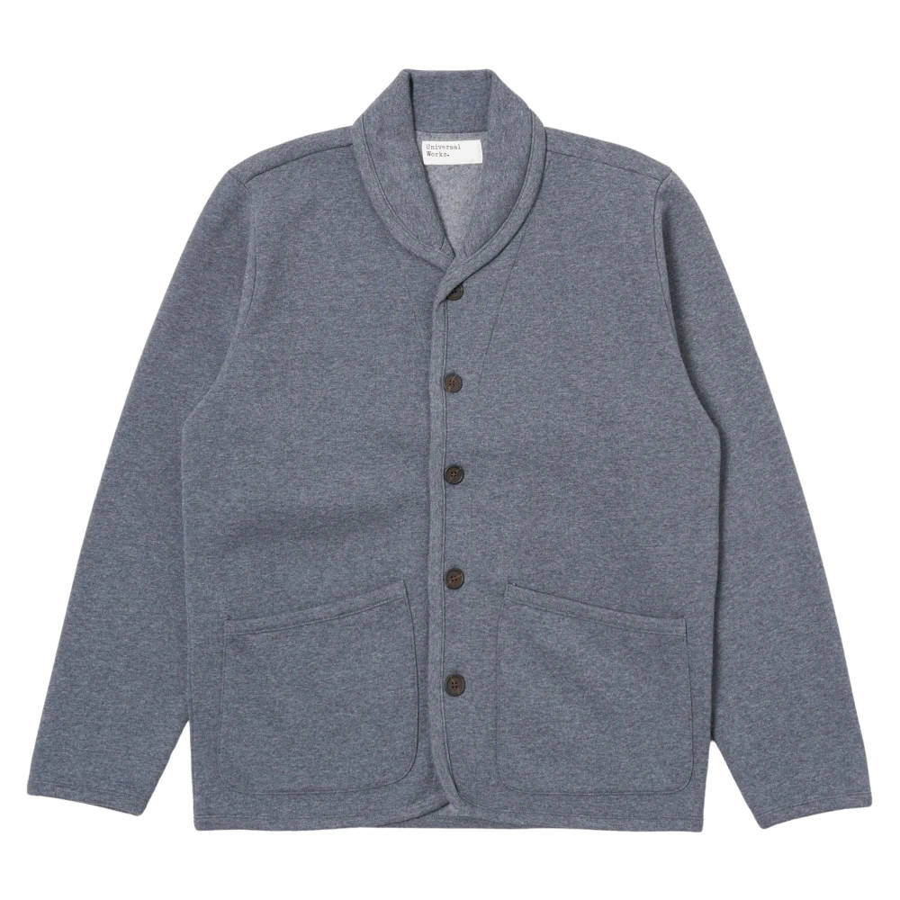 Universal Works Gezellige Shawl Kraag Katoenen Jas Blue Heren