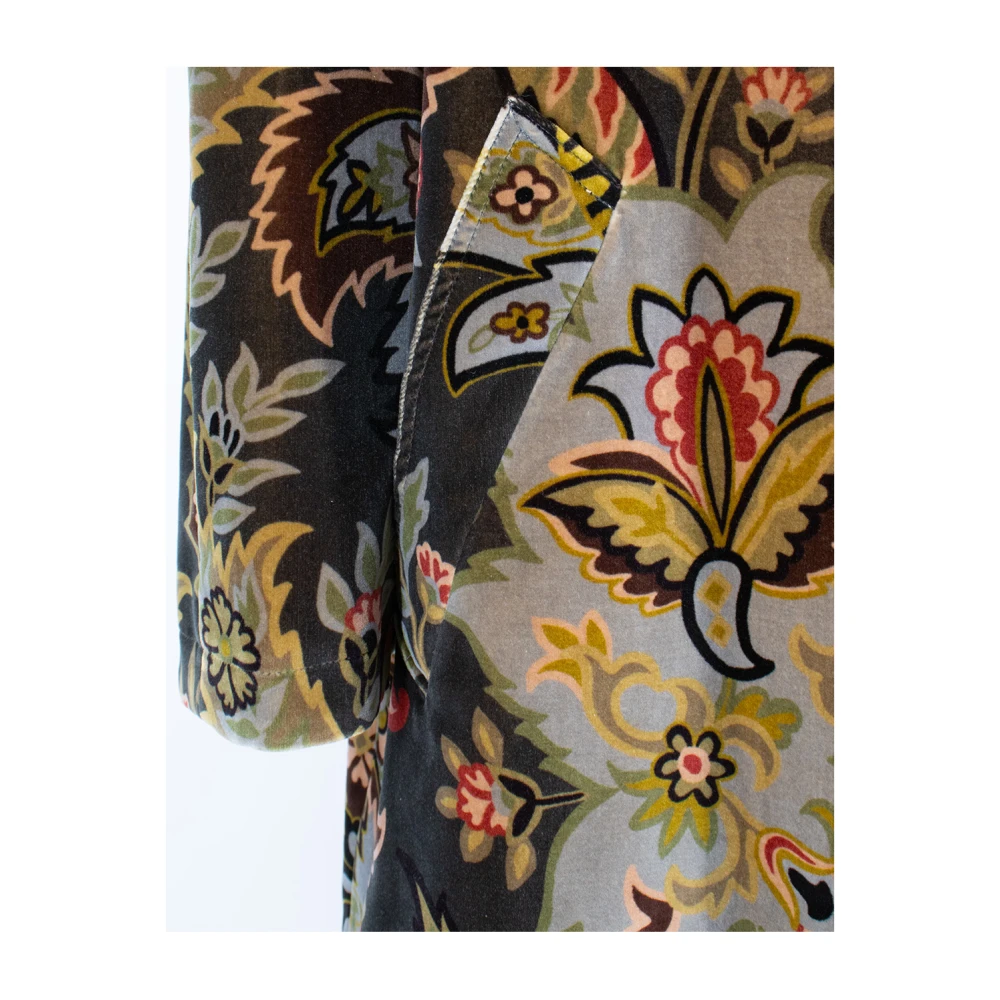ETRO Paisley Print Velvet Coat Green Dames