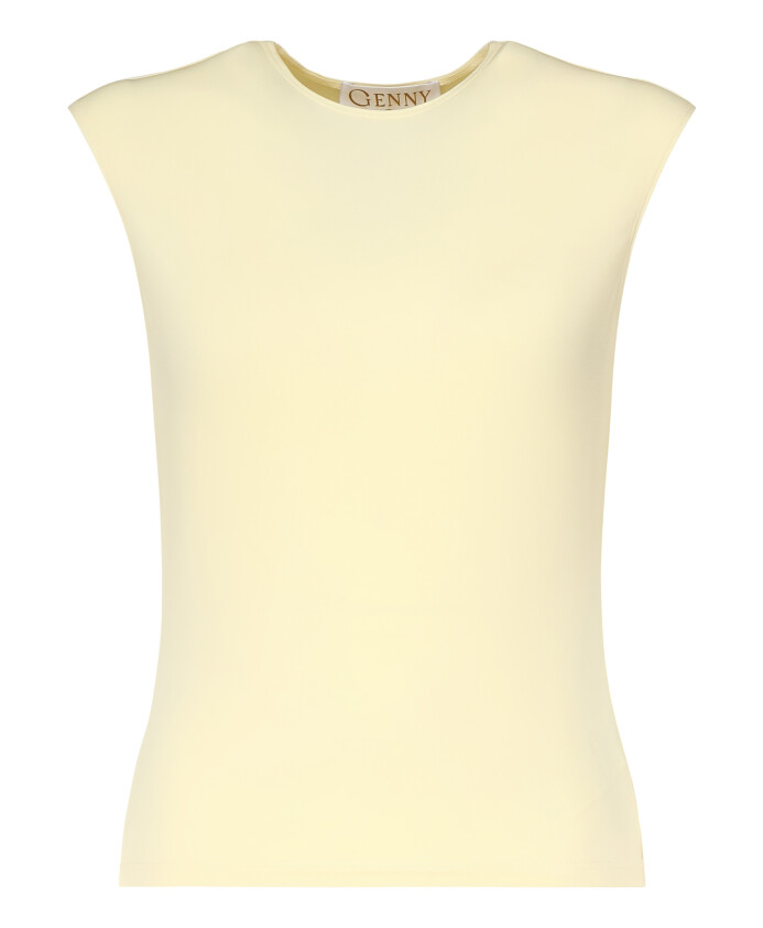 haut-jaune-sans-manches-a-col-rond