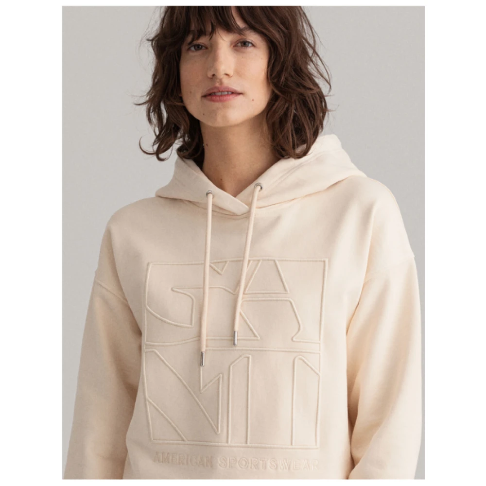 Gant Tone-on-Tone Logo Hoodie Beige Dames