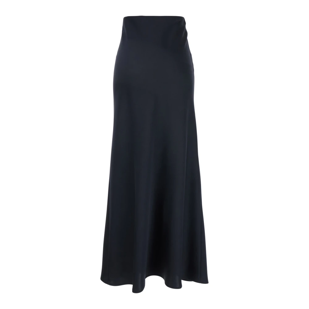 Plain Units Blauwe Lange Rok met Volant Detail Blue Dames