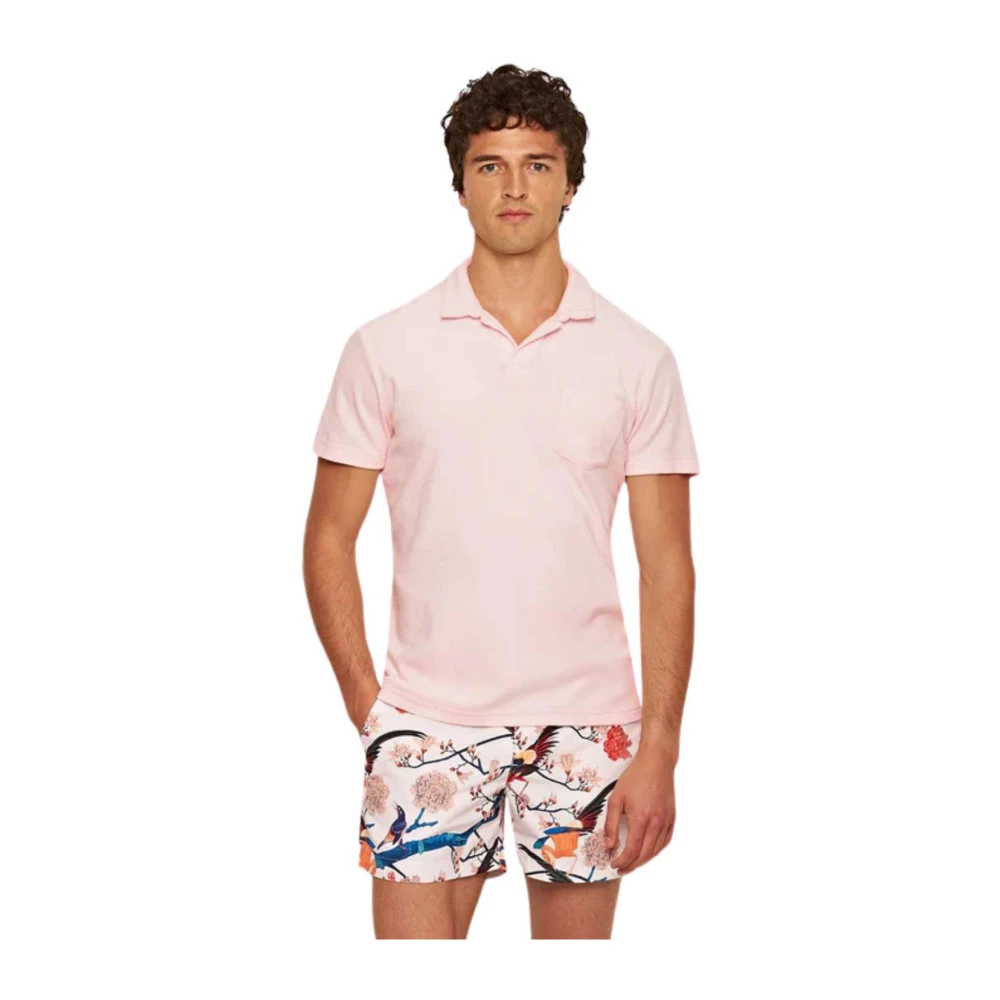 Orlebar Brown Roze Badstof Poloshirt Pink Heren