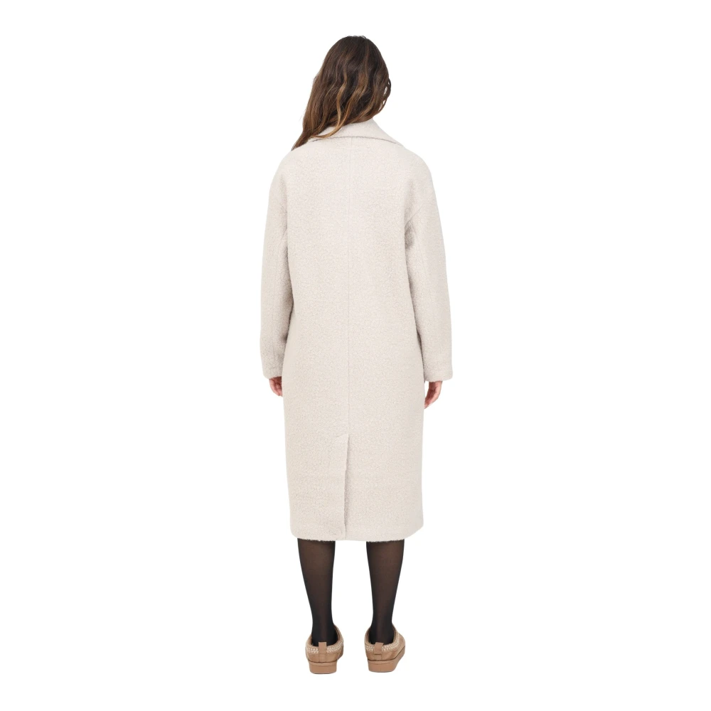 Only Beige Lange Bouclé Jas Gray Dames