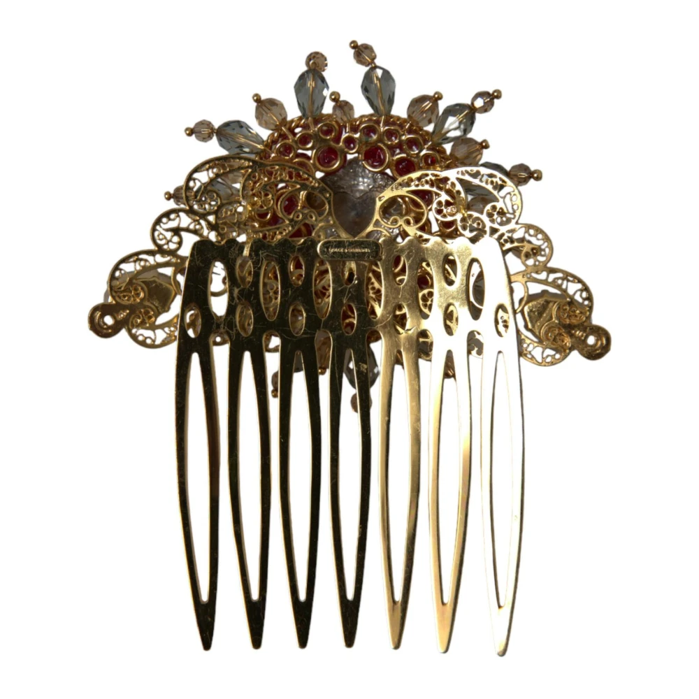 Dolce & Gabbana Kristal Hart Messing Haarkam Multicolor Dames